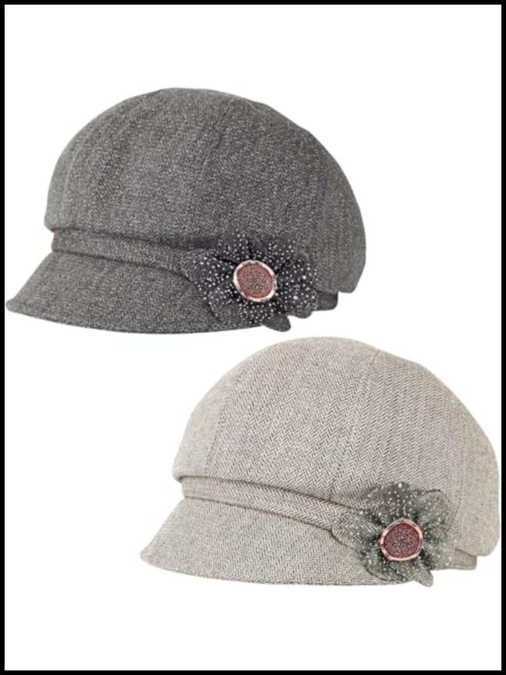 2 Pack Newsboy Cap Cotton Linen Blend Cabbie Hat Retro Classic